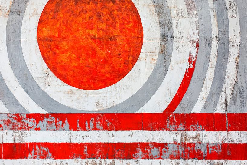 Geometrische Harmonie in Rot und Grau von Poster Art Shop