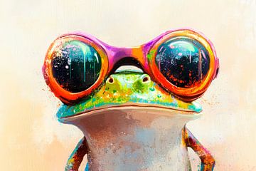 Kleurrijke momenten - Hipster kikker van Poster Art Shop