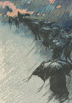 Henri Rivière, Enterrement sous les parapluies, 1891