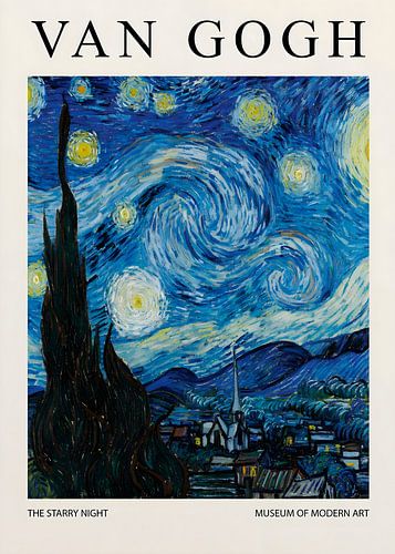 Classic Post Impressionist Painting Poster of a Swirling Night Sky
