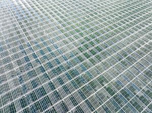 Greenhouse for growing vegetables aerial view from above