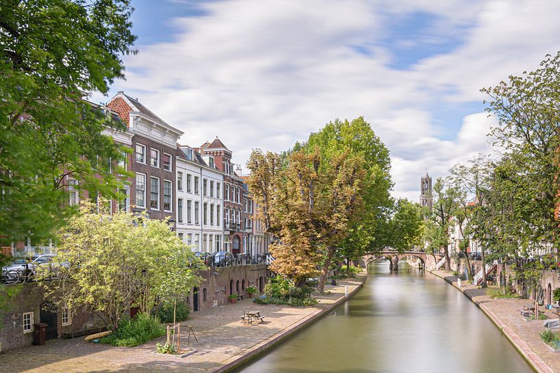 Canals of Utrecht, Oudegracht with view on the Dom tower by Michel Geluk