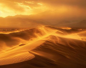 Woestijn in gouden licht van fernlichtsicht