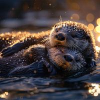 Otters in the sun