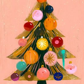 Fröhlicher moderner Weihnachtsbaum mit bunten Ornamenten von But First Framing