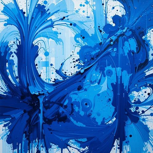 Dripping Motion Watercolour - Blue Painting