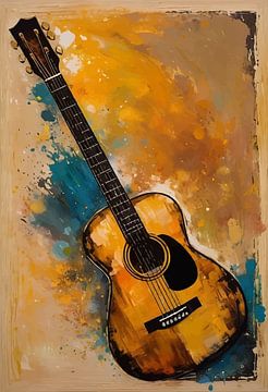 Akoestische gitaar abstracte kunst van MIROKKU