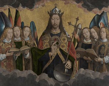 Hans Memling, A, Dieu le Père avec des anges chantants, 1494, centre sur Atelier Liesjes