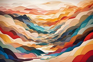 Paysage en couches : un voyage à travers la couleur et l'imagination sur Arjen Roos