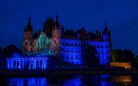 Le château de Schwerin avec la mise en scène lumineuse 