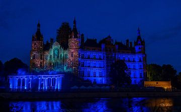 Kasteel Schwerin met de lichtshow  van T.B.- Foto