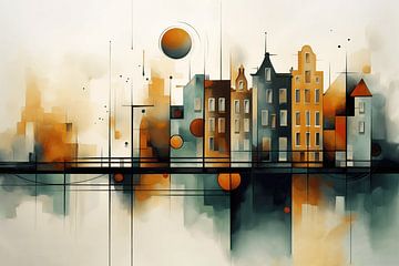 Amsterdam - aquarelle abstraite sur Ton Kuijpers