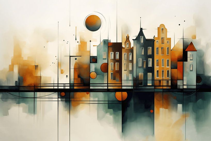 Amsterdam - abstracte aquarel van Ton Kuijpers