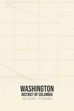 Vintage landkaart van Washington (District of Columbia), USA. van MijnStadsPoster