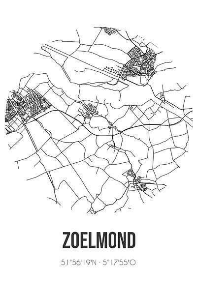 Zoelmond (Gelderland) | Map | Black and White by Prints of Place