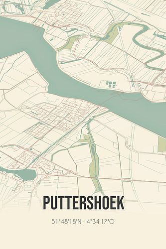Alte Karte von Puttershoek (Südholland)