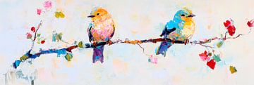 Vogelliefde in de lente van Poster Art Shop
