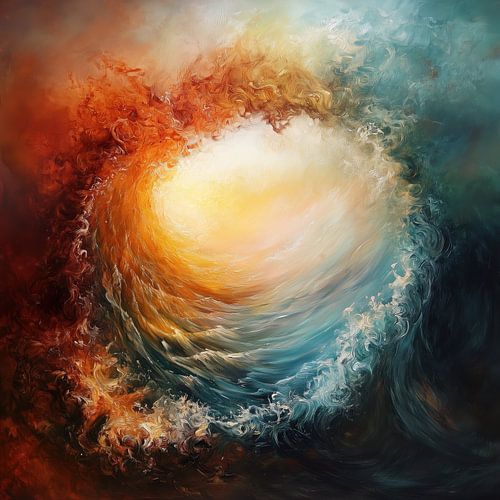 Abstracte water en vuur cirkel naar het licht