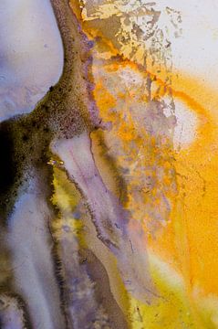 Macrofoto oranje en wit met acrylverf