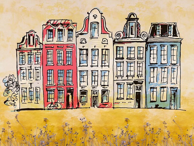 Amsterdamse huisjes van Arjen Roos