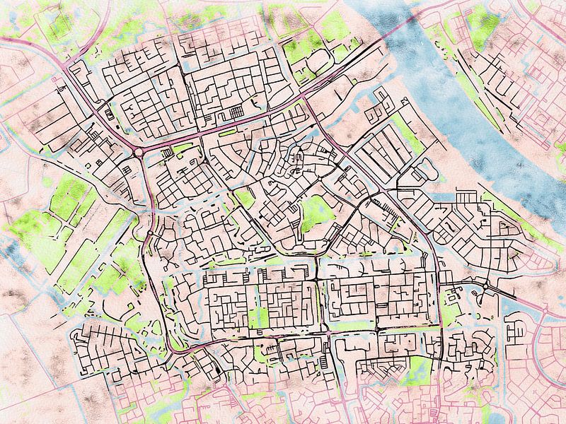 Carte de Spijkenisse avec le style 'Soothing Spring' par Maporia