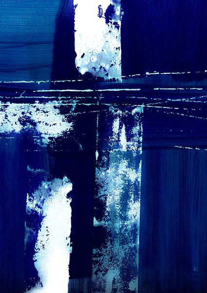 Deep Blue Abstract Texture – Modern Ocean-Inspired Art Print by Ela Szczepaniak
