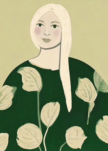 modern art abstract green woman frida 2