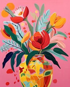 Super bunte Vase mit Blumen
