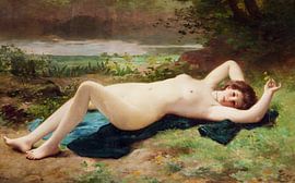 Sensual nude with pearl choker, Jules Frederic Ballavoine - 1880s by Atelier Liesjes