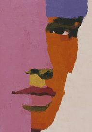 Abstraktes Gesicht in Pink und Orange von Niklas Maximilian
