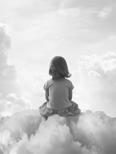 Klein meisje in de wolken