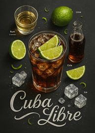 Cuba Libre Poster - Rum, Cola und Limette Klassisch von Lootprint