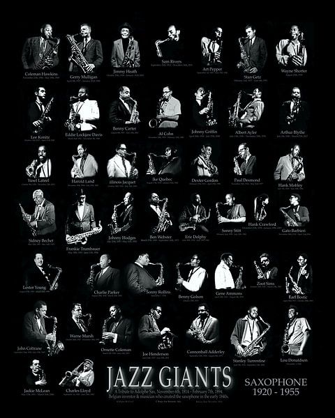 JAZZ GIGANTEN SAXOFOON Coltrane, Parker, Young, Desmond, Mulligan, ... van Borgo San Bernardo