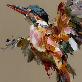 Expressieve ijsvogel in vlucht van But First Framing