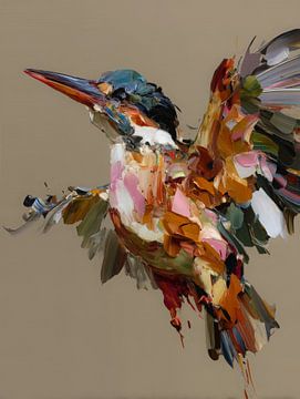 Expressieve ijsvogel in vlucht