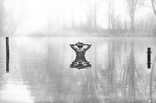 Dip op een mistige winterdag