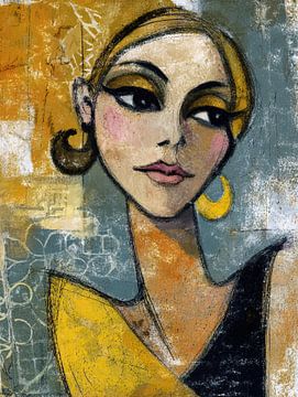 Woman with earring by Abstract Painting