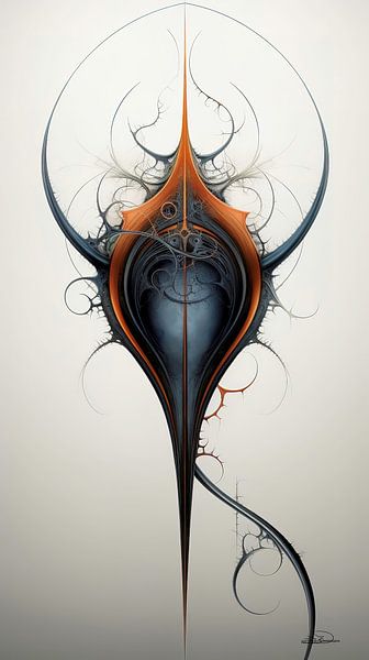 abstract figuur in blauw en oranje van Gelissen Artworks