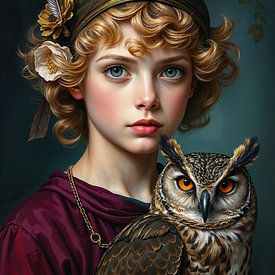 Portrait - Kind mit Eule von Liona Toussaint