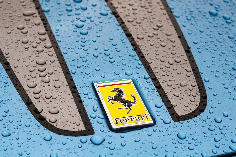 Badge Ferrari sur une Ferrari 430 Scuderia avec gouttes de pluie par Sjoerd van der Wal Photographie