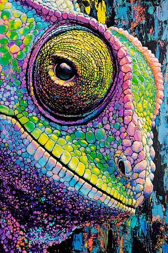 Kleurrijke close-up van een kameleon