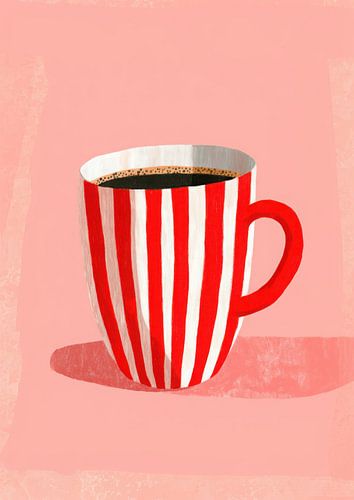 Coffee mug with red stripes