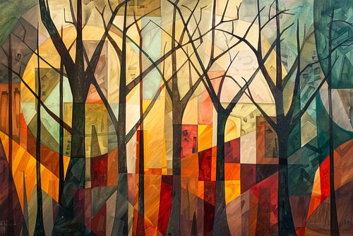 Kubistische Interpretatie van Bomen en Stadsarchitectuur