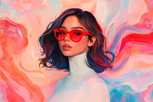 Futuristische vrouw met felle kleuren