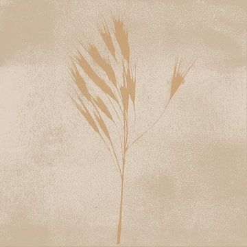 Minimalist wabi-sabi botanical art in sand, white, ochre by Dina Dankers
