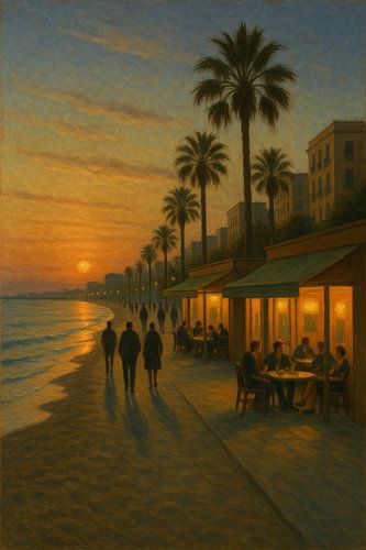 Zonsondergang in Barceloneta - Avondgloren aan de Middellandse Zeekust