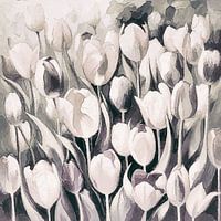 Field with tulips in neutral colours