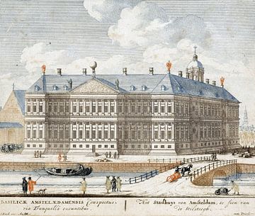 Jan van Call (I), Ansicht des Rathauses von Amsterdam von der Singel aus, Jan van Call (I), 1675 - 1