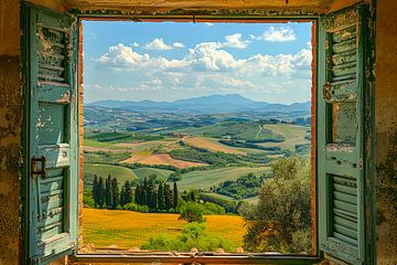 aus dem Fenster schauen und eine schöne Landschaft sehen von Egon Zitter