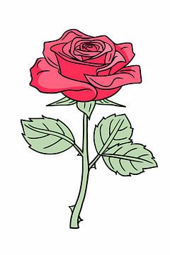 Kleurrijke popart roos illustratie van De Muurdecoratie
